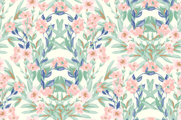  Beautiful floral motif. flowers intertwined in a seamless pattern on a gentle background