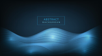 Fototapete - Abstract lines wave technology design.Lines moving on dark blue background.Technology wave background concept.Hi-tech.Vector illustration.