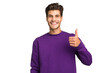 © Asier - Young caucasian handsome man isolated smiling and raising thumb up