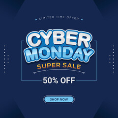 Wall Mural - Cyber monday banner sale social media post template design business promotion