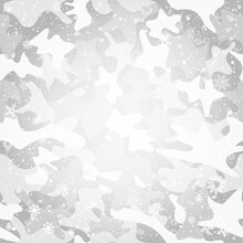 Winter Snowfall On Gray Camouflage Texture