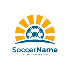 Sun Soccer logo template, Football logo design vector