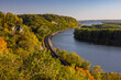 Mississippi River Scenic Autumn Landscape with Railroad Tracks