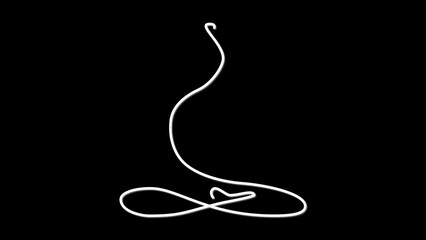 Wall Mural - Self drawing minimalist animation of man woman relaxing in lotus position. Concept of calm, relaxation, meditation, healthy lifestyle. Black background. Copy space.