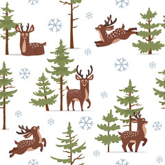 Wall Mural - deer cartoon background