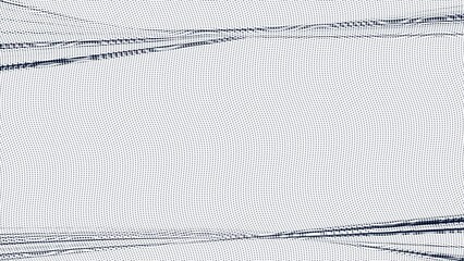 Wall Mural - abstract animation of monochrome wavy lines motion particles with halftone pattern are flowing on th