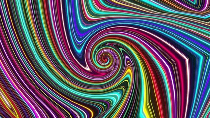 Wall Mural - abstract animation kaleidoscope motion of colorful lines are swirling in circle pattern on the backg