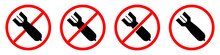 No Bomb Sign. Air Bomb Is Forbidden. Prohibited Sign Of Air Bomb. Set Of Red Prohibition Signs. Vector Illustration
