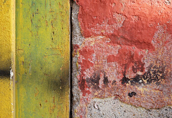 Sticker - close-up old wood and stone wall 