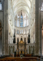 Sticker - view of the central nave and high altar in the transept of the Amiens Cathedral