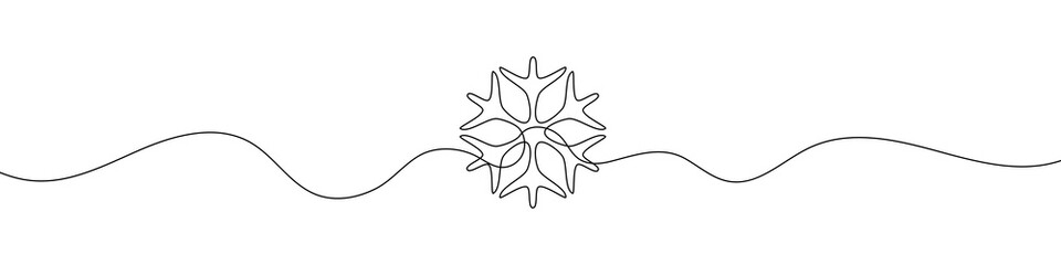 Wall Mural - continuous linear drawing of snowflake. snowflake icon. one line drawn background. vector illustrati