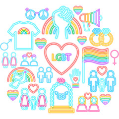 Wall Mural - LGBT Neon Concept. Illustration of People Rights Promotion.