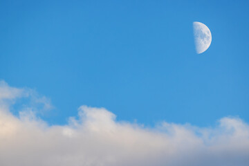 Wall Mural - blue sky with moon and clouds