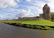 Ruins Of Ogmore Castle In Vale Of Glamorgan River