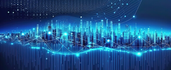 Aufkleber - Futuristic infrastructure of a smart night city. 3d illustration