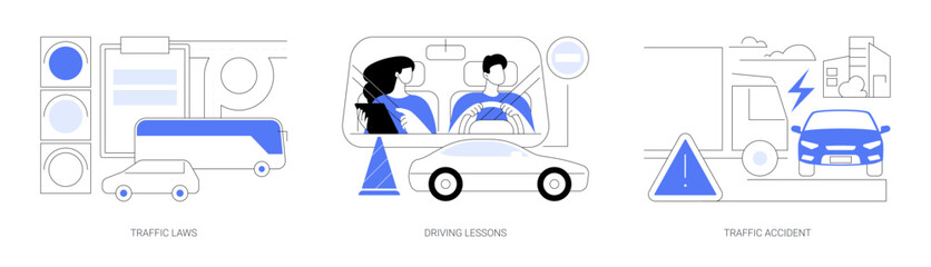 Sticker - Driving license abstract concept vector illustrations.