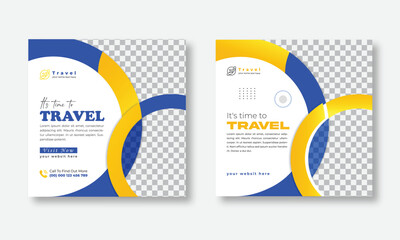 travel social media post template or explore the world banner design