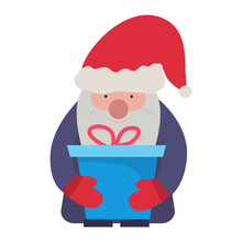 Christmas Greeting Gnome Vector Design.  
Dwarf Character Holding Gift Box Element For Holiday Season. Vector Illustration