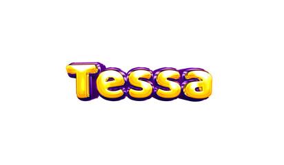 Tessa girls name sticker colorful party balloon birthday helium air shiny yellow purple cutout