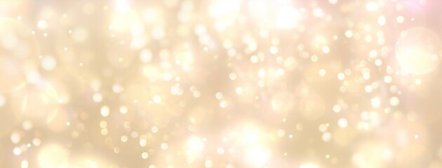 Wall Mural - festive abstract christmas bokeh light background - golden bokeh lights, beige - new year, anniversa