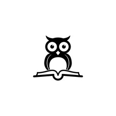 Sticker - Book and owl logo isolated on white background