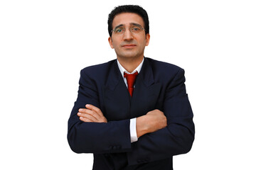 Wall Mural - gesture series: businessman waiting and looking impatiently with folded arms.