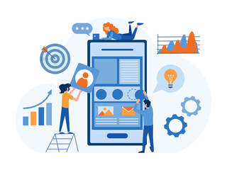 Wall Mural - mobile app development, ui, ux design, app builder, teamwork
