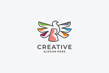 Letter B Bird Logo Design Vector . Linear Style
