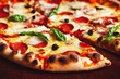 © Paulina - a large sliced pizza lies on a wooden table