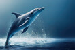Aus Wasser springender Delfin, digital illustration