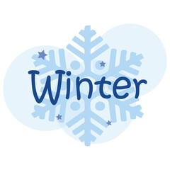 Wall Mural - Word WINTER with snowflake on white background