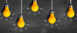 canvas print picture - Hanging idea light bulbs - Business concept - Flat lay