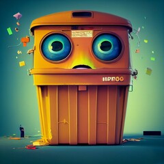 An Anxious Trash Bin (Digital Painting in the Style of 3D Animation)