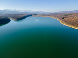 Fototapeta Perspektywa 3d - Aerial view of Ogosta Reservoir, Bulgaria
