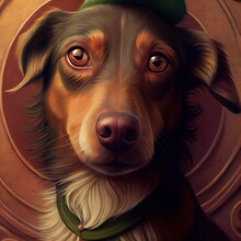 Christmas Illustration Of A Dog Generated With Artificial Intelligence