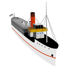 WPA Style Illustration Of A Passenger Twin Screw Steamer Steamship Boat Viewed Overhead From A High Angle Done In Retro Style On Isolated Background.