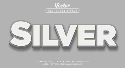 Wall Mural - Editable text effects, Silver text with modern style and shiny gray color