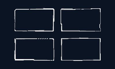 Hud frames. Futuristic text box, border, frame. Sci-fi digital screen, hologram panel. High tech hud interface elements vector set. Modern windows with buttons for computing innovative gameHud frames.