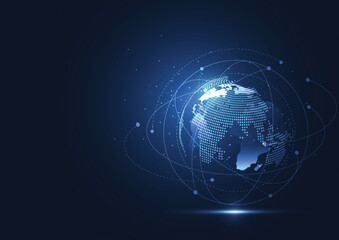 Global network connection. World map point and line composition concept of global business. Vector Illustration