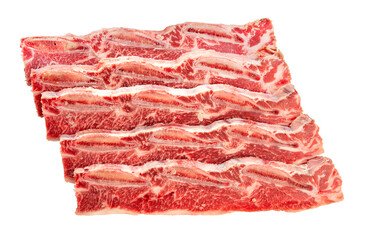 Wall Mural - Cross Cut Short Ribs beef on white background, Beef Short Ribs (Sliced) on white background PNG File.