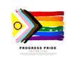Multicolored brushstrokes drawn by hand. Flag of progress pride. An international symbol of the lesbian, gay, bisexual and transgender community. LGBTQIA + symbols.