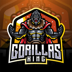 Wall Mural - Gorilla king esport mascot logo desain