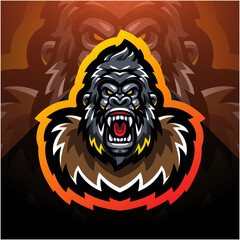 Wall Mural - Gorilla head esport mascot logo desain