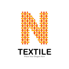 Wall Mural - Letter N textile pattern and sewing logo vector template. Suitable for business, textile fabric, initial name, fashion, knitting, and poster