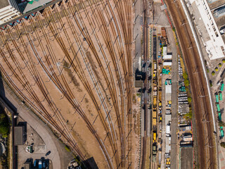 Wall Mural - Top down view of the train track in Hong Kong city