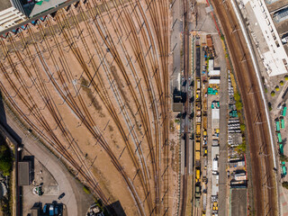 Sticker - Top down view of the train track in Hong Kong city