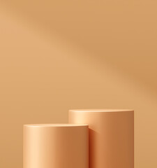 Wall Mural - gold podium stage 3d background of empty luxury show product display scene presentation template or 