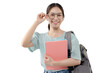 © RedcupStudio - Young Asian student girl wearing glasses. PNG file format transparent background.