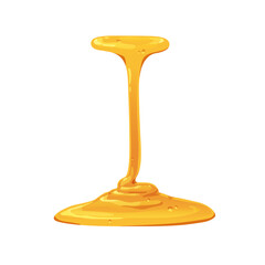 Wall Mural - bee honey trickle, stream. pouring caramel into yellow liquid pool of sticky gold syrup. maple sauce