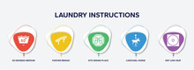 Infographic Element Template With Laundry Instructions Filled Icons Such As 50 Degrees Medium Agitation, Flyover Bridge, Site Seeing Place, Carousel Horse, Dry Low Heat Vector.
